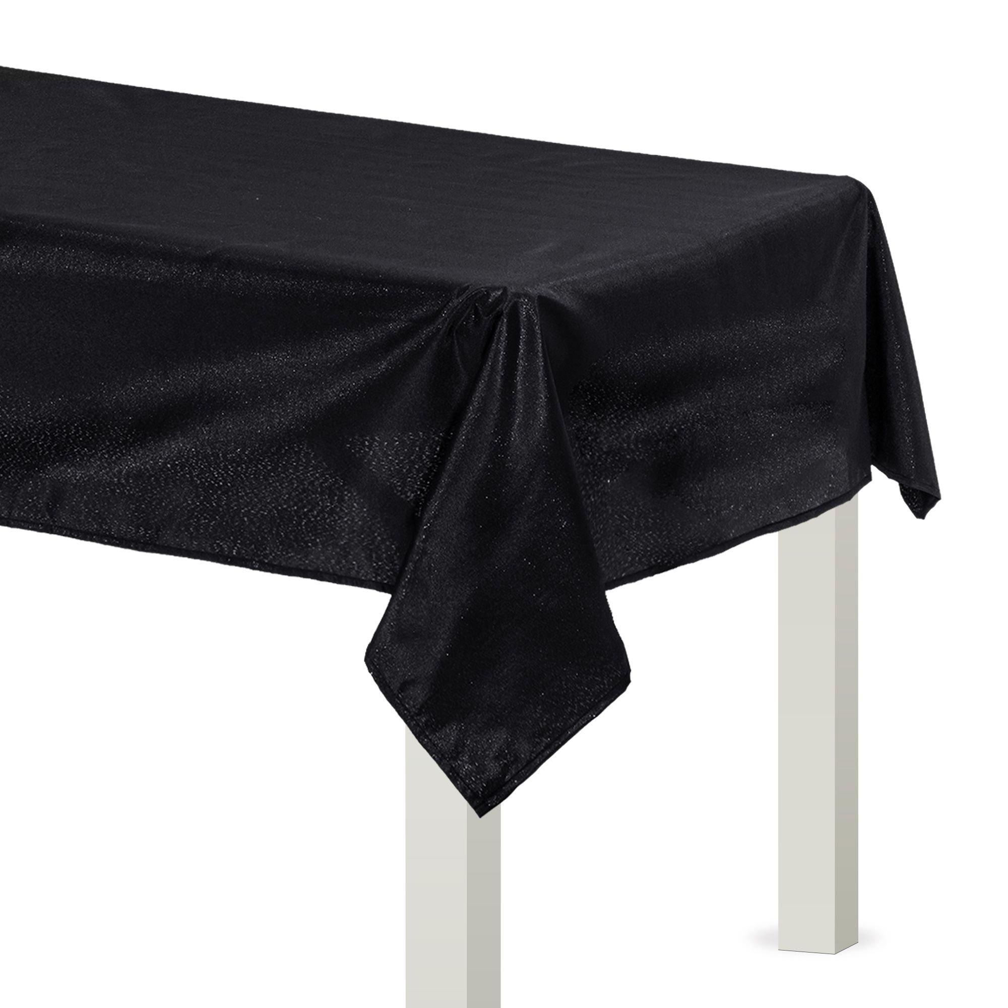 Metallic Black Fabric Tablecloth Size 60 x 104 Party City